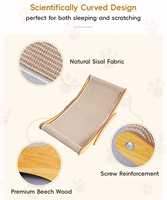 Lit pour chat en bois massif, style moderne et minimaliste, hamac confortable pour animaux de compagnie, accessoire tapis à gratter détachable et lavable, jouet pour chat