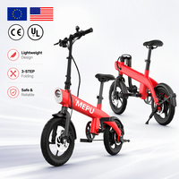 Vélo électrique pliable 250W pour la ville, 14 pouces, batterie lithium 36V amovible 9.6Ah, moteur à moyeu arrière 3 vitesses, frein à disque, pour adulte