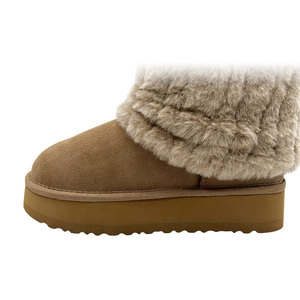 <span class=keywords><strong>Botas</strong></span> de piel con <span class=keywords><strong>plataforma</strong></span> plegable para mujer, <span class=keywords><strong>botas</strong></span> cortas clásicas de invierno cálidas con <span class=keywords><strong>plataforma</strong></span> de gamuza genuina con forro polar borroso - Product Image 5