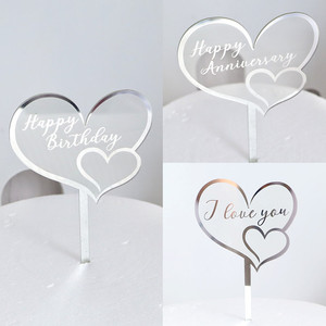 Nouveau design Je t'aime Joyeux <span class=keywords><strong>anniversaire</strong></span> Gâteau de mariage Topper en acrylique <span class=keywords><strong>pour</strong></span> gâteaux - Product Image 6