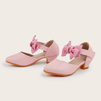 Chaussures de princesse en gros pour filles, nouveau design, sandales à talon pointu avec nœud et semelle en cuir et caoutchouc pour mariages d'été