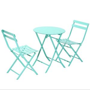 Ensemble <span class=keywords><strong>table</strong></span> basse et chaises de balcon, trois pièces, pliable, design simple et moderne, imperméable, <span class=keywords><strong>jardin</strong></span>, plage, métal - Product Image 6