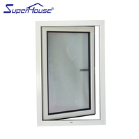 Elegante Ventana Abatible y Giratoria de Aluminio Blanco Moderno, Aspecto Sencillo y Lujoso con Manija Resistente