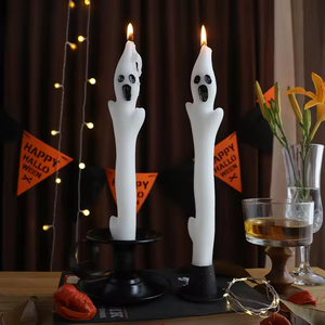 Horror Halloween Ghost Taper Candle with <b>Holder</b>, Natural Soy Wax Handcrafted <b>Rod</b> Pole Candle for Indoor Party Scene Decoration - Product Image 3