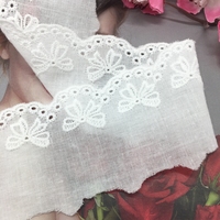 En stock, ruban en coton brodé avec nœud papillon de 5,5 cm, dentelle à motif papillon, fil de coton, tissu en coton, accessoires de bricolage pour vêtements d'enfants