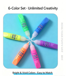 Stylos gel 3D gonflables non toxiques, 6 couleurs, marqueurs de peinture magiques DIY pour enfants, tissu, pierre, cartes, artisanat - Product Image 4