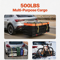 Porte-bagages de remorque pliable rapide avec garde-corps et panneau latéral ouvert en acier, capacité 500 LBS, compatible avec récepteur de 2 pouces, pour SUV et camion, gain de place