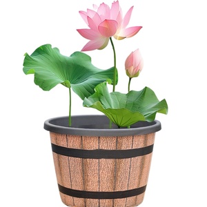 Fioriera in Plastica Effetto Legno Resistente con Coperchio Non Forato per Piante da Giardino e Interni, Contenitore per Ninfee e Loto - Product Image 6