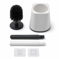 Brosse de toilette économique à double installation, poils souples haute densité, manche long, base de séchage scellée pour le nettoyage de la salle de bain