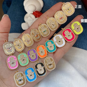 Collana di Alta Qualità Placcata in Oro 18K con Ciondolo Mano di Hamsa Smaltata e Occhi Colorati Contro il Malocchio, Gioiello Protettivo per Donne, Novità - Product Image 4