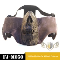 Masque facial demi-couvre-oreilles et bouche Fengjian V18 Skull Edition en TPR+1000D DuPont, tactique, anti-impact, pour compétition et cosplay