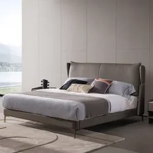 Kingsize Modern Italiaans Nieuwste Tweepersoonsbed Designmeubilair Set Lederen Luxe Bed