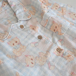 Algodón doble gasa romántico invierno manga larga cintura elástica transpirable lindo mujeres dibujos animados estampados <span class=keywords><strong>pijamas</strong></span> ODM/OEM logotipo personalizado - Product Image 3