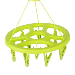 wholesale round plastic hanger with 12 clips for adult and kids both wet and dry use