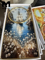 Décoration Murale Moderne Abstraite : Horloge Murale en Verre avec Motifs Floraux et Paysages, Tableau sur Toile Imprimé