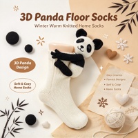 Chaussettes mi-mollet personnalisées unisexes en crochet à la main, mignonnes, en forme de panda 3D, chaudes pour l'hiver, épaisses, pour la maison, pour l'intérieur