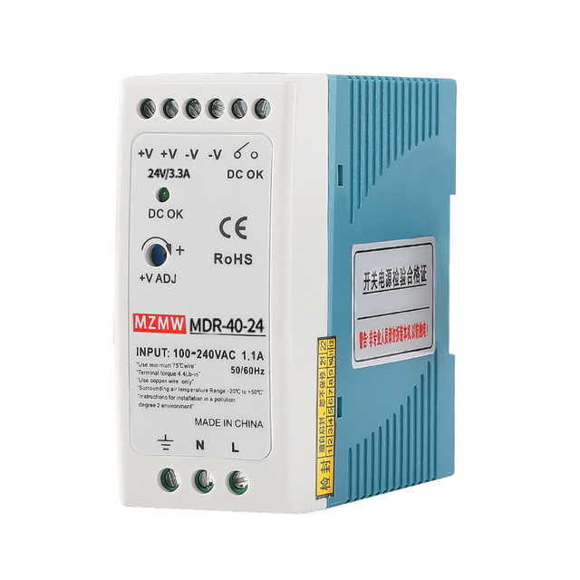 MZMW MDR-40-24 40W 5V 12V 24V 48V LED Cctv Transformer Adapter SMPS AC DC Industrial Automation DIN Rail Switching Power Supply