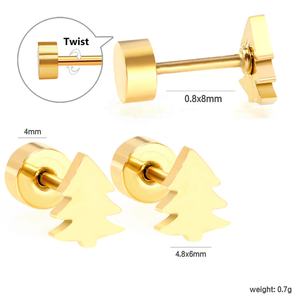 Pendientes de Moda al por Mayor, Personalizables, de Acero Inoxidable, Chapados en Oro de 18K, con Diseño de Muñeco de Nieve y Alce Navideños, para Mujer - Product Image 4