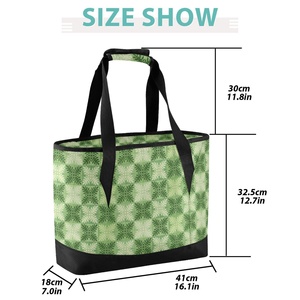Hawaiian Green Ulu Quilt Print Cooler <b>Tote</b> Custom Design Nylon Reusable Outdoor Picnic <b>Bag</b> Portable Insulated <b>Lunch</b> <b>Tote</b> - Product Image 3