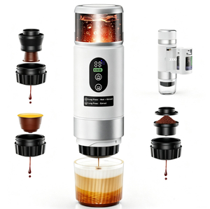 เครื่องชงกาแฟเอสเพรสโซแบบพกพา 3 in 1 พร้อมแบตเตอรี่ถอดได้ หน้าจอ LED ให้ความร้อนเร็ว เครื่องชงกาแฟขนาดเล็กสำหรับเดินทางและตั้งแคมป์ พร้อมโลโก้สั่งทำ - Product Image 1