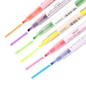 Deli S627 Tweekoppige Transparante Fluorescerende Pen Leren Briefpapier