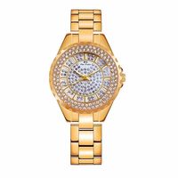 Montre à quartz de luxe pour femme BS FA0280L, entièrement sertie de strass, étanche, bracelet en acier inoxydable doré, style tendance
