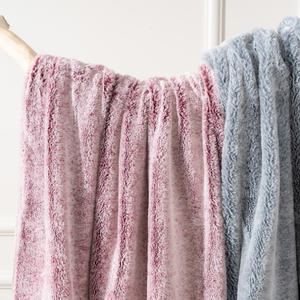 Couverture en fausse fourrure Double face, soyeux et doux, grand format, lavable <span class=keywords><strong>à</strong></span> la <span class=keywords><strong>Machine</strong></span>, en vison, <span class=keywords><strong>à</strong></span> rayures violettes, couleur vin, renard - Product Image 1