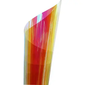 Dichroic Pet Material Red Color Self Adhesive Architectural Laminated Colorful Rainbow Glass Window Tint Film