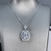 Collier pendentif en argent 925 original avec moissanite ovale brillante de 2 carats (7*9mm), couleur D, testée, pour femme, mariage