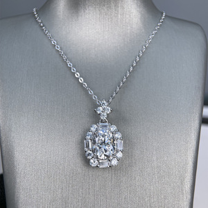 Collar con Colgante de Plata 925 <span class=keywords><strong>Original</strong></span> con Diamante de Corte Oval Brillante de 2 Quilates 7*9mm, Color D, Moissanita, para Mujer, Boda - Product Image 2