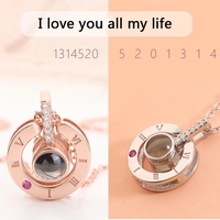 B1204 100 Verschillende Talen I Love U Hanger Ketting Bruiloft Valentijnsdag I Love U Geheugen Projectie Ketting