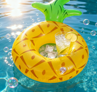 Caddie de piscine flottant robuste pour plateau gonflable en PVC avec plusieurs porte-gobelets et sous-verre à bière à eau au design d'assiette de fruits