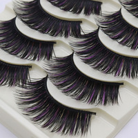 Cils artificiels extra-longs, spectaculaires, colorés, en fibres, à tige rigide, style queue pointue, imperméables, sans cruauté, 869 grappes épaisses, bleus