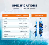 Coolkayak - Kayak familial Oceanus, kayak double assise tandem, kayak en plastique à assise surélevée pour 1 à 3 personnes avec logo personnalisable