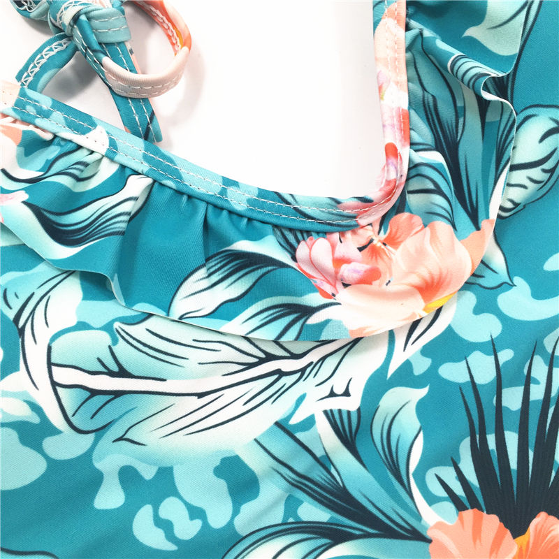 2021 Sexy plant printed one-piece swimsuit backless swimsuit beach wear hot sale swimwear V-neck