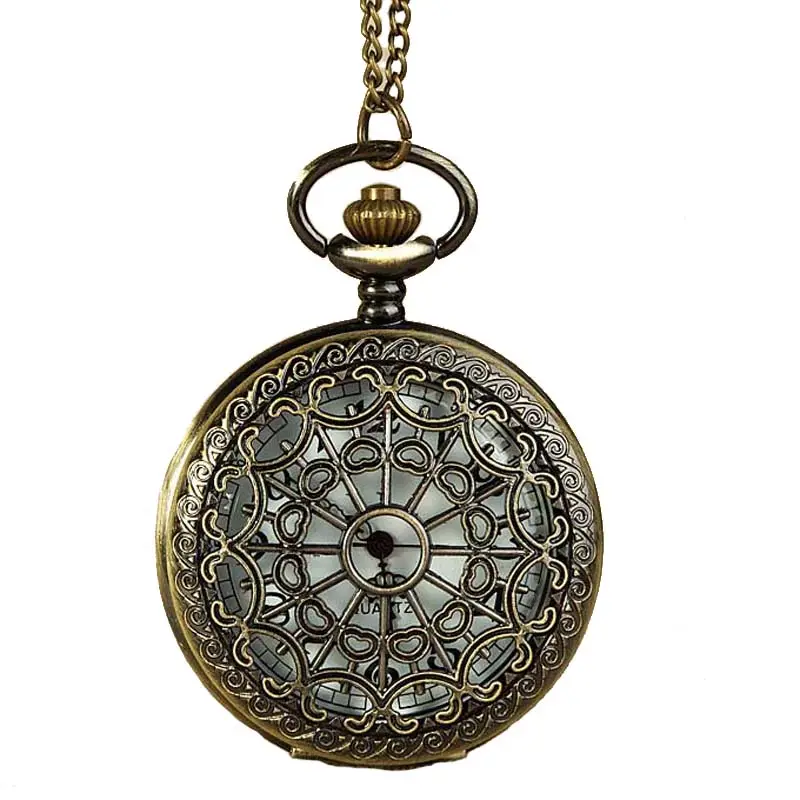 Relógio pingente colar 5 estilos, mulheres homens antigo bronze mapa estrela sinal quartzo steampunk relógio de bolso
