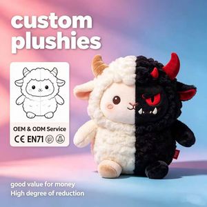 Almohada de Peluche de Oveja con Alas de Diablo Oscuro, Cojín de Peluche con Cuernos, Estilo Gótico, Decoración para el Hogar, Almohada para Siesta, Regalo para Fans - Product Image 1