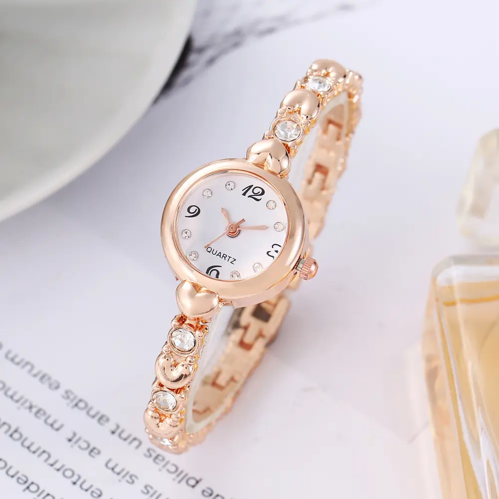 Reloj de cuarzo para mujer, reloj de lujo Vintage dorado, reloj de pulsera para mujer, marca para mujer