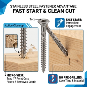 Viti <span class=keywords><strong>per</strong></span> <span class=keywords><strong>Legno</strong></span> in Acciaio Inossidabile 304 all'Ingrosso, Viti Torx a <span class=keywords><strong>Testa</strong></span> Piatta <span class=keywords><strong>per</strong></span> Decking con Gambo Zigrinato Tipo 17 Punti <span class=keywords><strong>per</strong></span> <span class=keywords><strong>Legno</strong></span> Duro - Product Image 3
