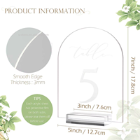 Numéros de table transparents modernes en forme d'arche, ornements de mariage 1-10, cartes de placement pour fêtes et décorations d'événements