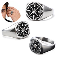 Bague pour homme en acier inoxydable personnalisée, style nordique, boussole, croix viking, vintage, best-seller 2026