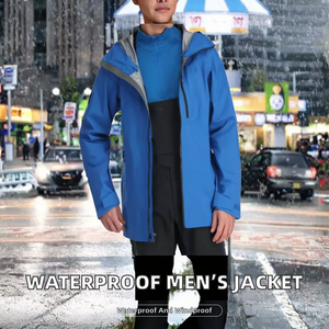 Chaqueta Impermeable, Cortavientos, con Capucha, Transpirable, de Lona, Informal, para Invierno, para Hombre, Color Sólido, Talla Grande para Adultos, con Logotipo Frontal - Product Image 2