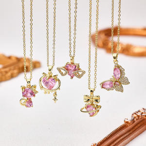 HD407 Nuevo Charm <span class=keywords><strong>de</strong></span> Moda con Tema <span class=keywords><strong>de</strong></span> Circonita Rosa Dulce, Mariposa, Gatito Bailarín y Corazón, Chapado en Oro sobre Latón, Accesorio para Fabricación <span class=keywords><strong>de</strong></span> Joyas DIY - Product Image 1