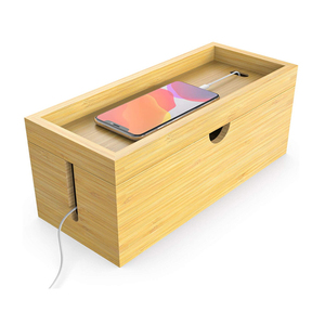 Hider Cord Organizer Box Storage Holder Bamboo Cable Management Box wooden cable management box