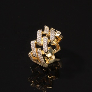 TOP Designer Luxury Charm Hip Hop Brass Layered Full Rhinestone Lab Created Premium Zircon Rhodium/Gold Plated <strong>Stretch</strong> <strong>Rings</strong> Men - Product Image 4