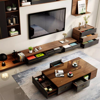 Table Basse Moderne de Salon pour la Maison, Ensemble Rectangulaire Meuble Décoration en Bois avec Table Basse et Meuble TV