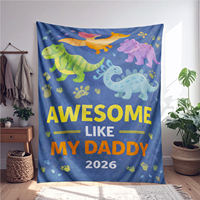 Couverture personnalisée en polyester 100% imprimée numériquement avec des dinosaures, couverture en flanelle douce pour enfants, couverture légère pour lit d'enfant