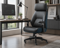 Chaise de bureau exécutive moderne en PU ergonomique, pivotante et inclinable, avec dossier haut, accoudoirs réglables et soutien lombaire réglable