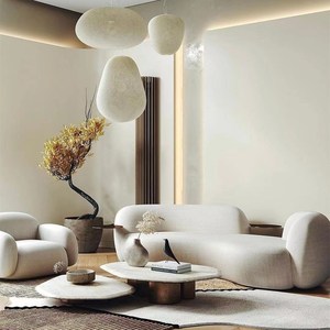 Divano Sezionale Curvo Moderno Nordico in Tessuto Confortevole per Appartamento, <span class=keywords><strong>Soggiorno</strong></span>, Combinazione d'Arredo Imbottito - Product Image 3