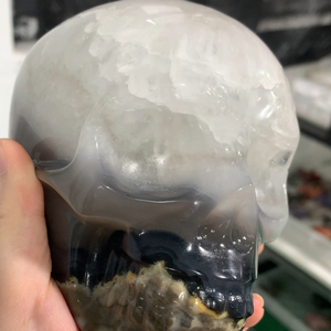 Calaveras de Cristal de Ágata Volcánica Fluorescente Natural al por Mayor, Talladas a Mano, Pulimentadas, Figuras de Piedra Curativa, Decoración Feng Shui, Halloween - Product Image 5
